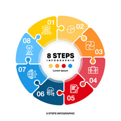 Poster - Vector circle arrows puzzle infographic, cycle diagram, presentation chart. Business concept with 8 options, parts, steps, processes. Vector Eps	
