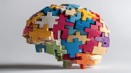 Aufkleber - Brain made of puzzle pieces coming together