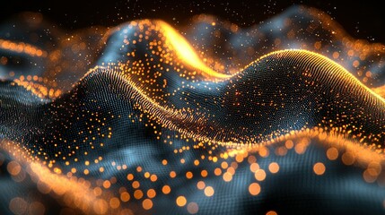 Poster - Abstract Glowing Particle Wave: Digital Art