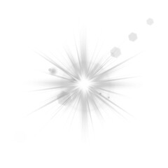 Wall Mural - Vector sun with rays shines on a clear background. Lens flare sparkles subtly with natural glow accents. Sunlight glare overlays suit photo and UI edits. Golden light radiates gently in circular form