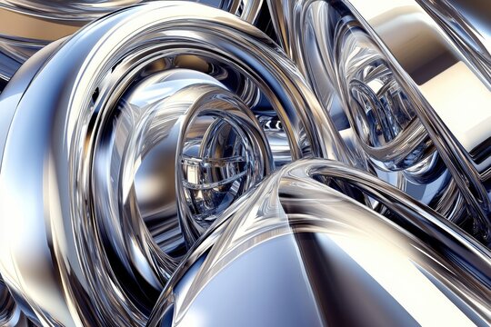 Abstract metallic forms, swirling shapes