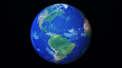 Fototapete - Holographic planet earth loop animation isolated on a black background. Rotating stylized semi-transparent world globe. Big data technology, business, communication, or digital concept
