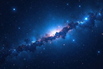 dark blue cosmic background with bright stars and galaxy lights in the blackness of outer space , st