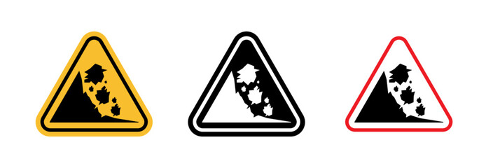 Poster - Falling rocks or debris warning road sign in flat style. Basic vector symbol illustration