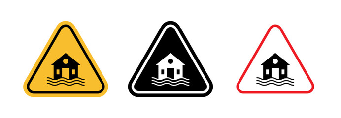 Poster - Flood disaster sign in flat style. Basic vector symbol illustration