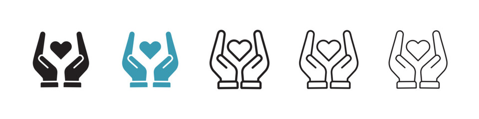 Poster - Heart and hands icon in flat style. Basic vector symbol illustration