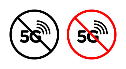 Poster - No 5G sign in flat style. Basic vector symbol illustrational sign in flat style. Basic vector symbol illustration