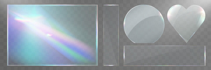 Wall Mural - transparent glass overlays with rainbow glare, prism effect, and glowing light reflections.