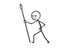 © Digital - Stick Figure Warrior with Spear: Vector Illustration