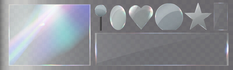 Wall Mural - transparent glass overlays with rainbow glare, prism effect, and glowing light reflections.