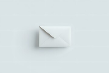 Poster - White paper envelope on light background with soft shadow, minimalist composition for business communication and correspondence design.
