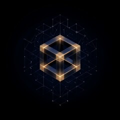 Poster - Digital Architecture Concept with Cube and Geometric Elements