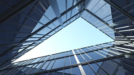 Poster - 3d rendering of modern architecture, Skyscraper corporate office building with glass window	
