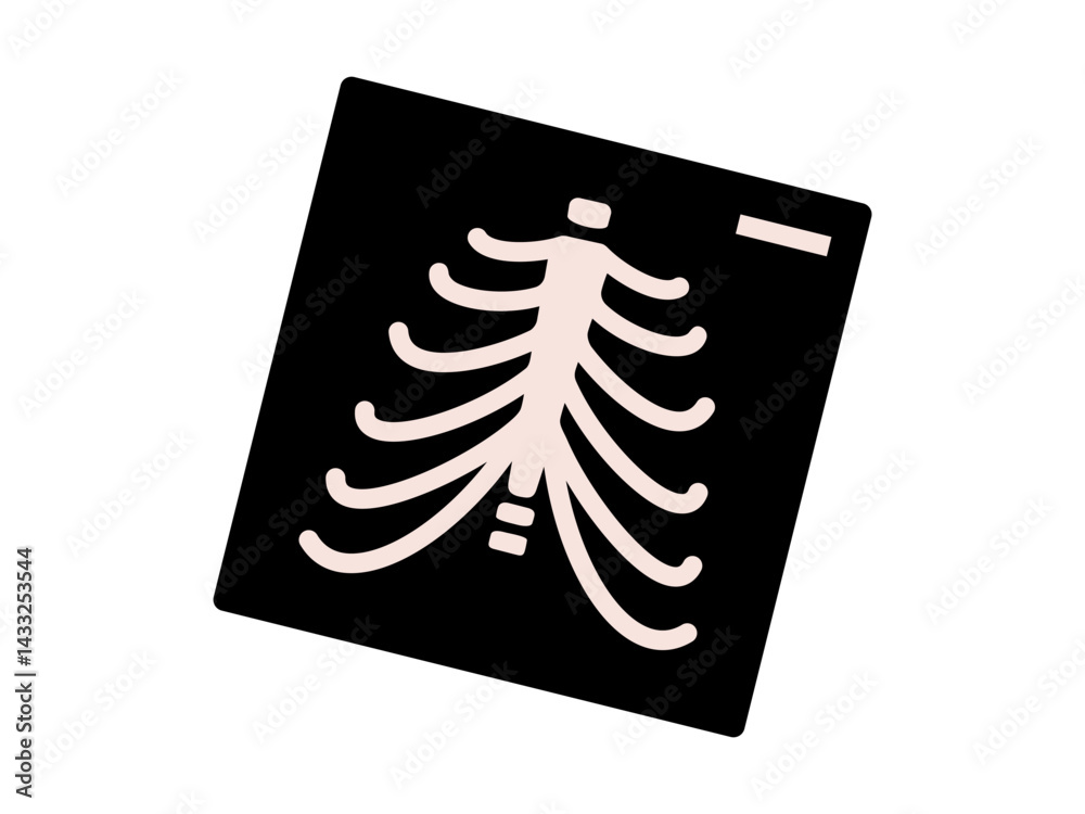 Hand drawn cute illustration chest x-ray. Flat vector respiratory and ...