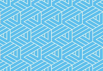 Leinwandbilder - Abstract geometric pattern with stripes, lines. Seamless vector background. White and blue ornament. Simple lattice graphic design