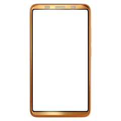 Poster - Elegant gold smartphone design with blank screen for customization, isolated on transparent background.
