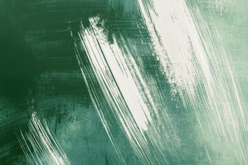 Poster - Elegant green background showcasing delicate white lines and vibrant brush strokes, ideal for modern design initiatives, branding, and online platforms in stylish aesthetics