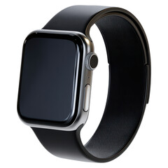 Poster - Modern Smartwatch with Black Band and Sleek Design for Lifestyle Use, isolated on transparent background.