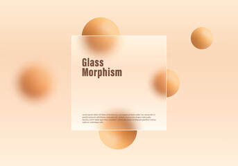 Poster - website landing page template in glass morphism style. presentation screen with glass overlay effect