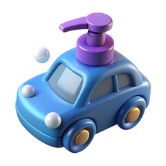 Poster - Blue car shaped soap dispenser high quality 3d rendering icon land transportation isolated on white background
