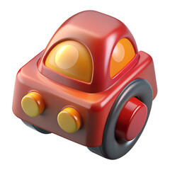 Poster - High quality 3d rendering icon of a toy car land transportation isolated on background with cartoonish design and playful color scheme suitable for children