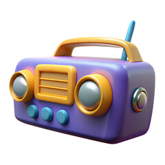 Poster - Retro cartoon radio high quality 3d rendering icon land transportation isolated on white background