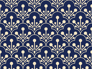 Leinwandbilder - Flower geometric pattern. Seamless vector background. Golden and dark blue ornament. Ornament for fabric, wallpaper, packaging. Decorative print