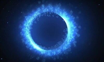 Poster - Radiant blue fireworks create a circular pattern in the night sky made with Generative AI technology