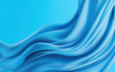 Poster - Soft blue fabric waves create serene and calming atmosphere, perfect for backgrounds or design elements