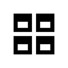Poster - Four black squares arranged in a grid pattern with white rectangular and square cutouts inside them creating a design
