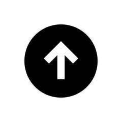 Poster - A black circle containing a white arrow pointing upwards suggesting direction movement or navigation symbol