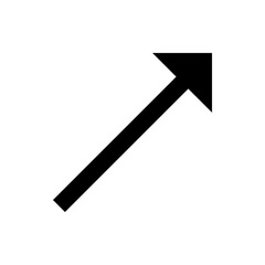 Poster - Black arrow pointing diagonally upwards towards the right corner on a white isolated background image