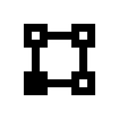 Poster - Black square outline with connecting lines and smaller squares in corners on a white background design