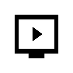 Poster - Black and white illustration of a monitor with a play symbol in the center of the screen display area