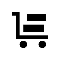 Poster - Illustration of a black shopping cart with two circular wheels on a white background in simple style
