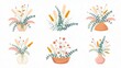 © MediaStockAI - Collection of decorative floral arrangements in various vases.