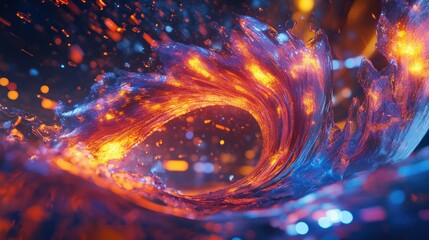 Aufkleber - A swirling abstract artwork with fiery red and blue colors