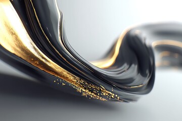 Poster - A luxurious black and gold abstract background with fluid shapes, sleek and elegant, perfect for modern design and upscale branding, with a touch of sophistication.