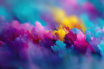 Poster - A vibrant and dreamy abstract landscape featuring brushstrokes of vivid colors, blending together to create a sense of movement and depth on canvas artwork.