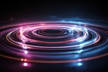 Fototapete - Abstract futuristic neon background with glowing circles, blue and pink light trails, creating a mesmerizing pattern of digital energy and modern design, concept of technology.