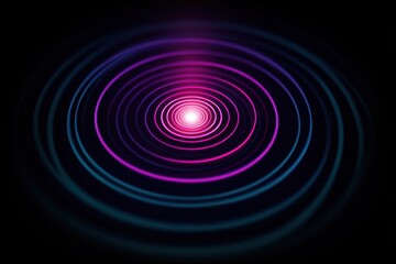 Poster - Abstract glowing circles background with concentric, light, and vibrant neon colors, creating a mesmerizing and hypnotic effect on a dark scene background.
