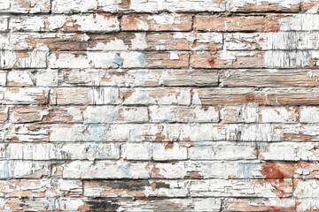 Poster - an aged brick wall background with distressed white paint, creating a rustic texture and weathered s