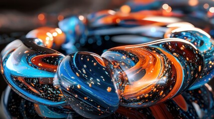 Aufkleber - Abstract rendering showing glossy interconnected swirling organic forms