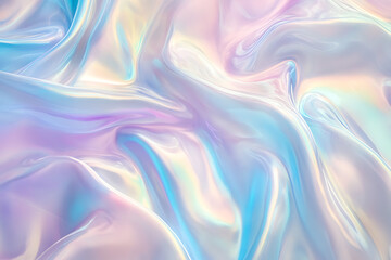 Poster - holographic iridescent background with soft pastel colors and subtle waves for creating dreamy, ethe