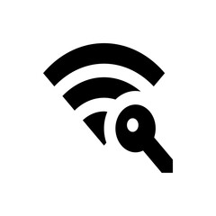 Poster - Illustration of a wireless signal icon with three curved lines and a circular antenna element shown in black