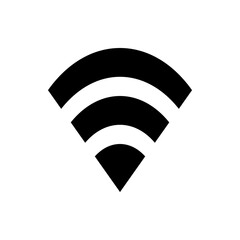 Poster - Black and white wifi signal icon with three curved lines emanating from a central point illustration