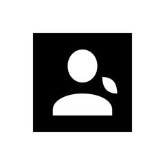 Poster - Silhouette of a person with a ponytail in a black square representing a user profile or contact icon