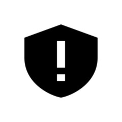 Poster - Black shield shape containing a white exclamation point indicating a warning or attention required sign icon