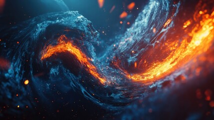 Aufkleber - A swirling abstract illustration depicting fire and ice elements
