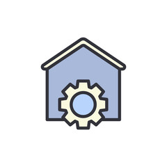 Poster - House setting colored icons, minimalist vector illustration ,simple transparent graphic element .Isolated on white background